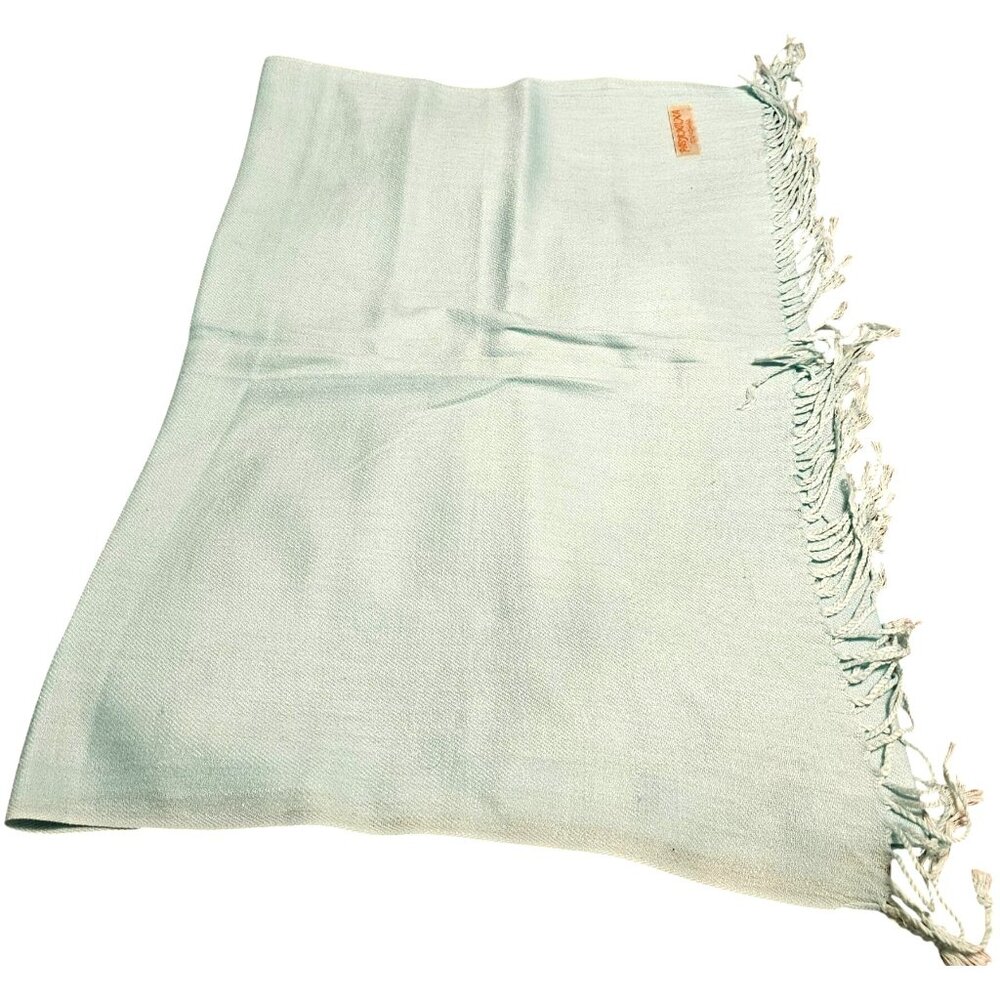 Pastelona Light Blue Woven Scarf With Fringe Edges - Picture 4 of 6